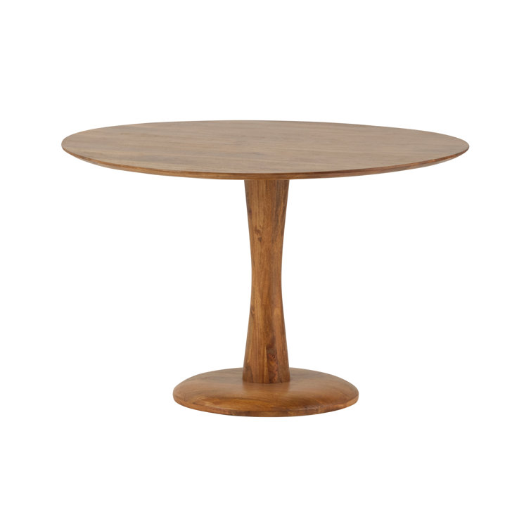 Nijwie 120cm Mango Solid Wood Pedestal Dining Table Wayfair.co.uk